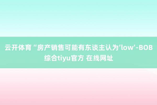 云开体育“房产销售可能有东谈主认为‘low’-BOB综合tiyu官方 在线网址